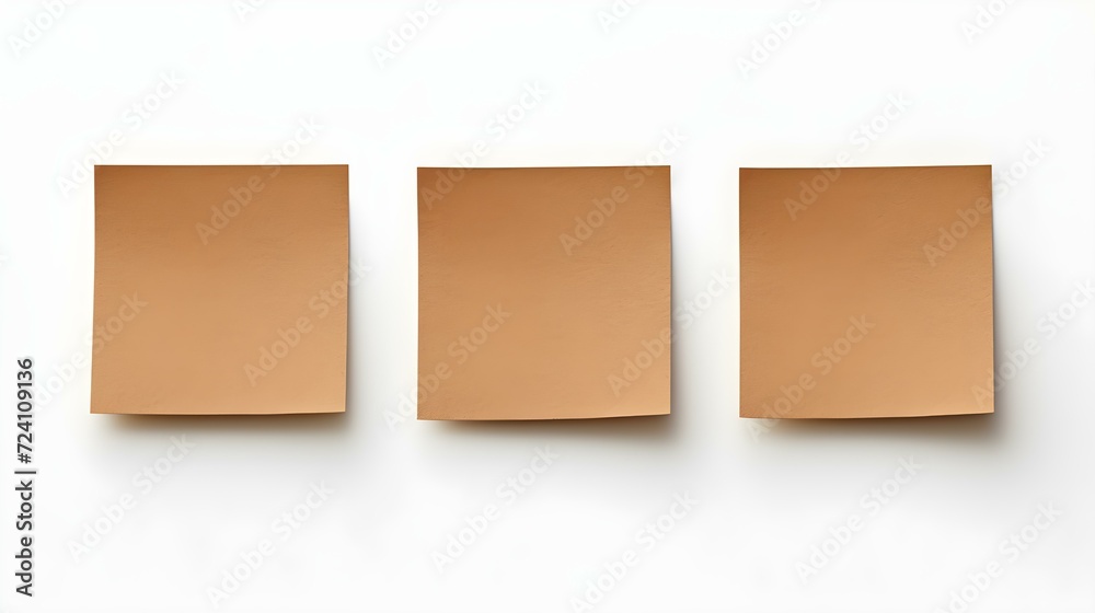 Set of dark brown square Paper Notes on a white Background. Brainstorming Template with Copy Space Set of dark brown square Paper Notes on a white Background. Brainstorming Template with Copy Space