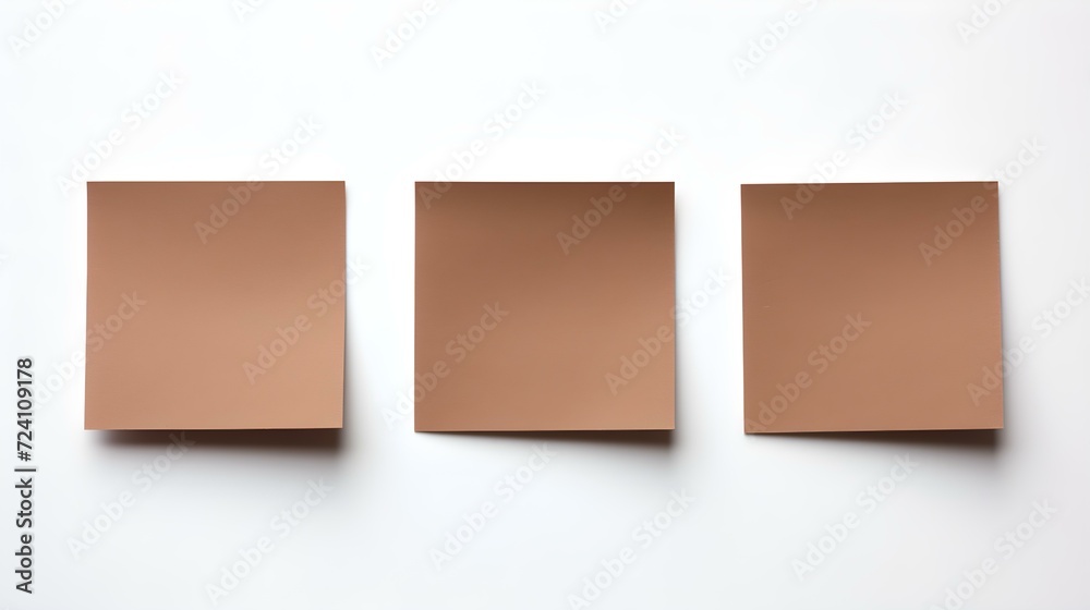 Set of dark brown square Paper Notes on a white Background. Brainstorming Template with Copy Space Set of dark brown square Paper Notes on a white Background. Brainstorming Template with Copy Space
