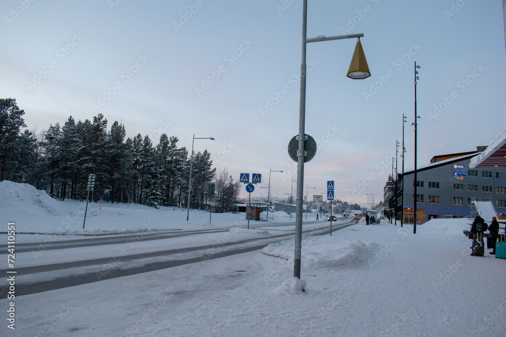 DECEMBER 14, 2023. Skyline of New Kiruna in Sweden, Lapland. DECEMBER 14, 2023. Skyline of New Kiruna in Sweden, Lapland.