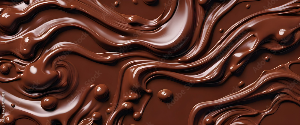 Close-Up View of Smooth Flowing Chocolate Waves in a backdrop Setting Close-Up View of Smooth Flowing Chocolate Waves in a backdrop Setting