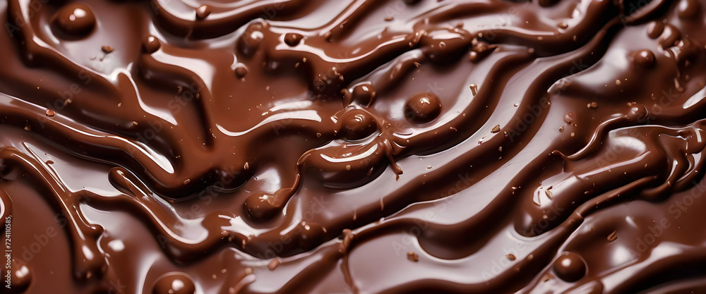 Close-Up View of Smooth Flowing Chocolate Waves in a backdrop Setting Close-Up View of Smooth Flowing Chocolate Waves in a backdrop Setting