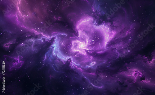 the nebula is purple with stars in it in