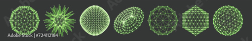 Geometric shape for design. The torus consisting of points. The sphere consisting of Points. Molecular grid. 3D technology style. Vector illustration.