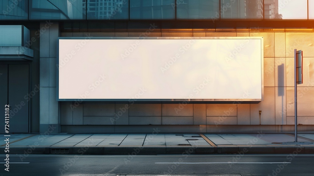 Urban Billboard Mockup at Dusk. Generative ai Urban Billboard Mockup at Dusk. Generative ai