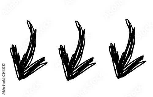 hand drawn arrow png. Design element. Sketchy style	