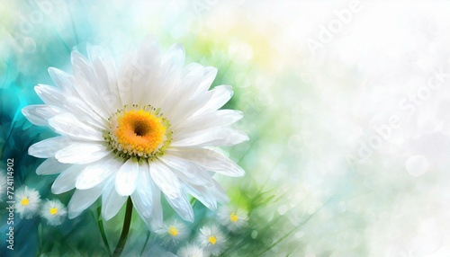 Tender white daisy close up  spring flowers background  empty space for text