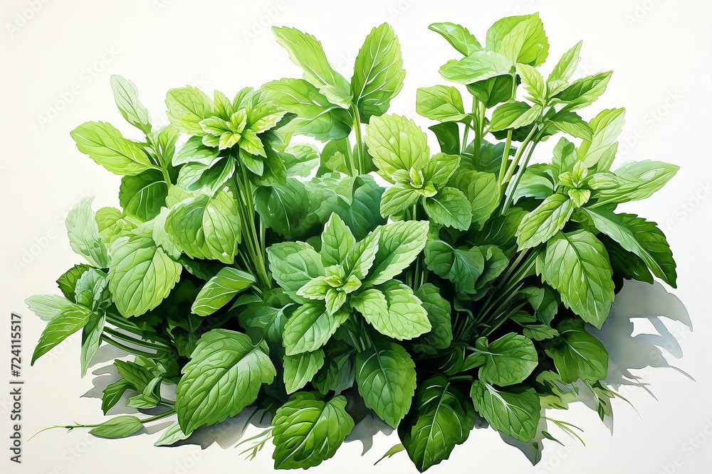 Mint herb on white background - obrazy, fototapety, plakaty 