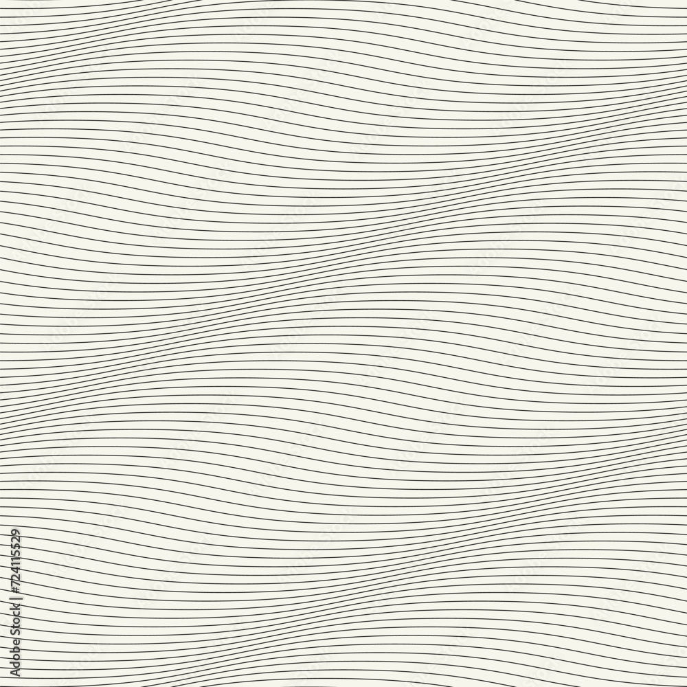 Vector seamless pattern. Abstract striped texture with bold monochrome waves. Creative op art background. Decorative design with distorted effect.