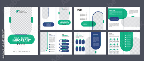 modern medical brochure design layout, business healthcare multipage brochure cover 12 page magazine annual report  photo