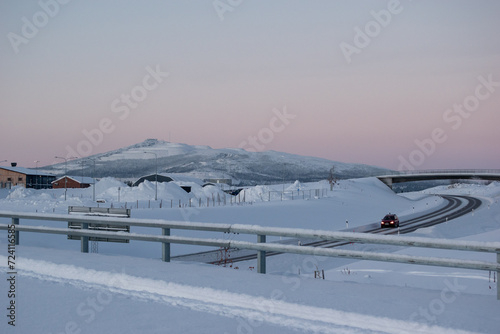 DECEMBER 14, 2023. Skyline of New Kiruna in Sweden, Lapland.