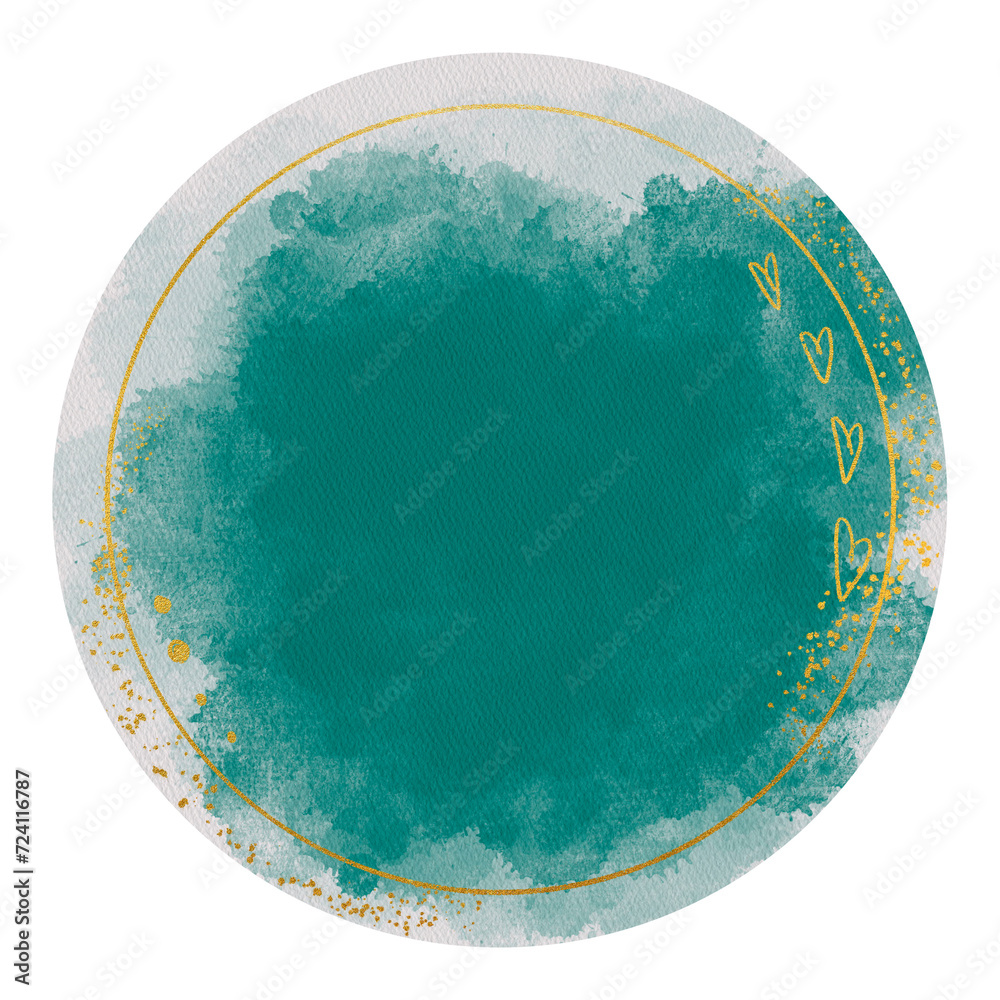 Green Watercolor Splotch With Gold Foil Icon