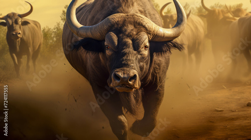 African buffalo charging photo