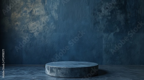 Dark Canvas Background with Simple Indigo Color Pedestal in Center