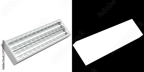 3D rendering illustration of a rectangular troffer light fixture photo