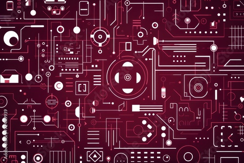 maroon abstract technology background using tech devices and icons 