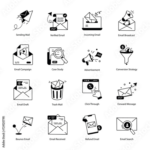 Collection of Email Marketing Linear Icons 
