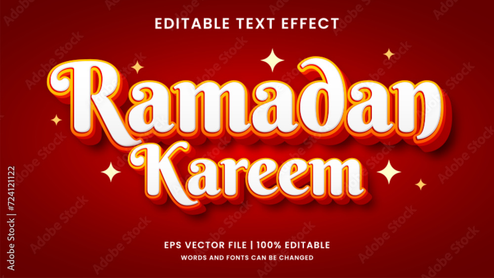 Ramadan kareem 3d editable text effect - obrazy, fototapety, plakaty 