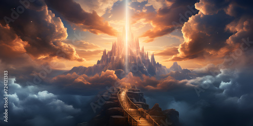 Abstract castle with clouds in heaven