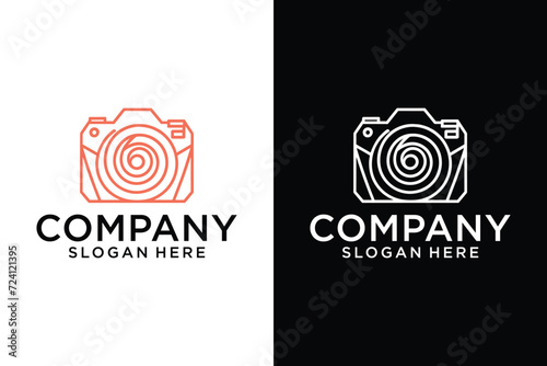 Linear photography logo. Abstract symbol for photo Studio in simple minimalist style. Vector logo template for wedding photographers