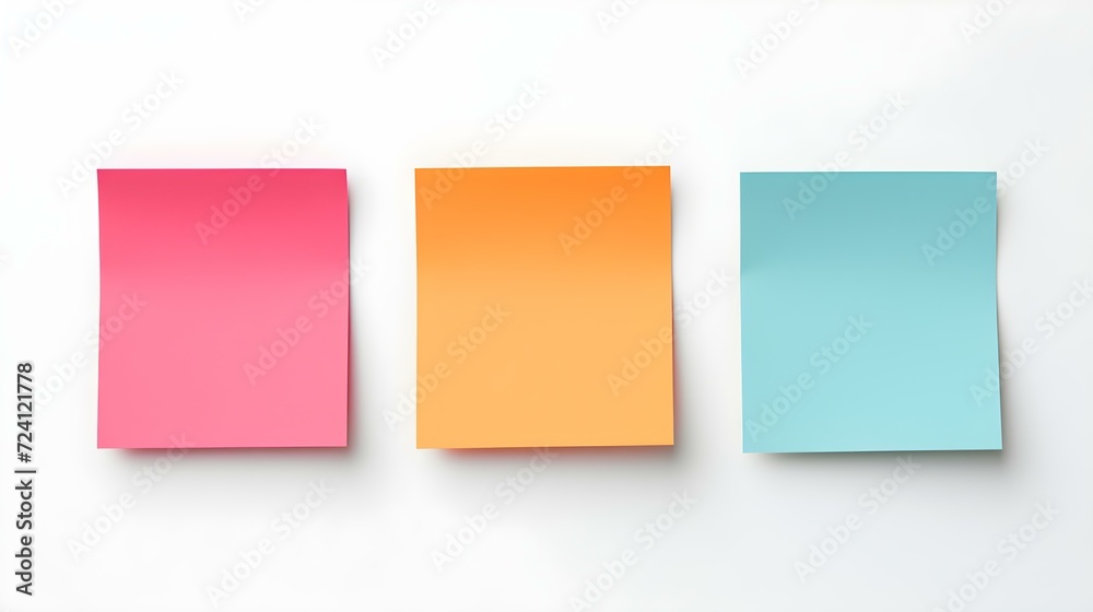 Set of multicolor square Paper Notes on a white Background. Brainstorming Template with Copy Space
