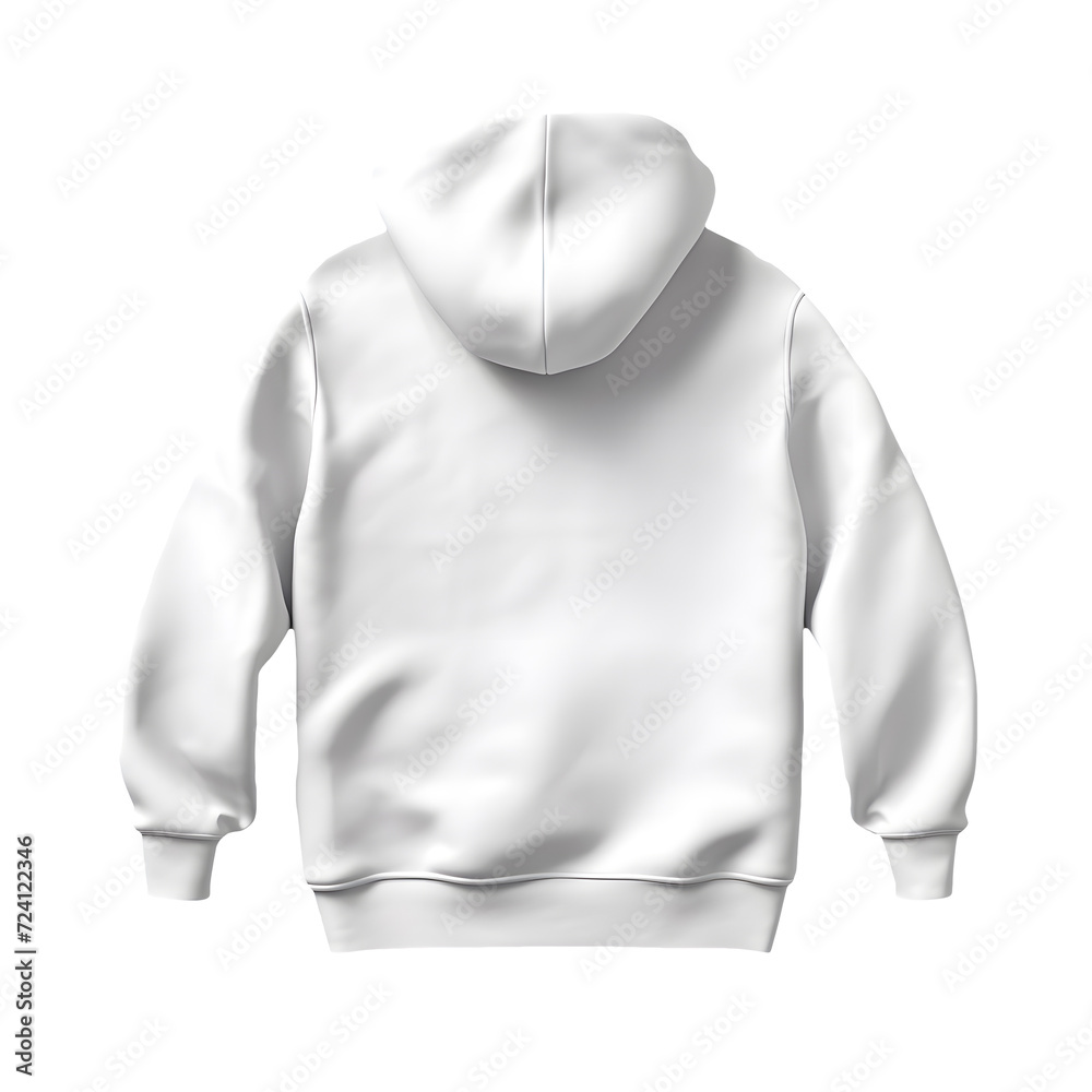 Photo rear or backside of clean white hoodie without background. Template for mockup Photo rear or backside of clean white hoodie without background. Template for mockup