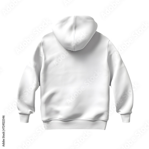 Photo rear or backside of clean white hoodie without background. Template for mockup