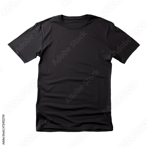 Photo of clean black t-shirt without background. Template for mockup