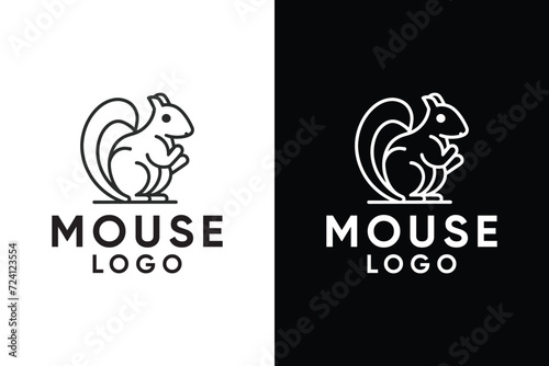 Squirrel logo template mouse line logo design vector icon design.