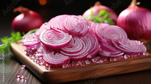 Wallpaper Mural Board with slices of fresh red onion Torontodigital.ca