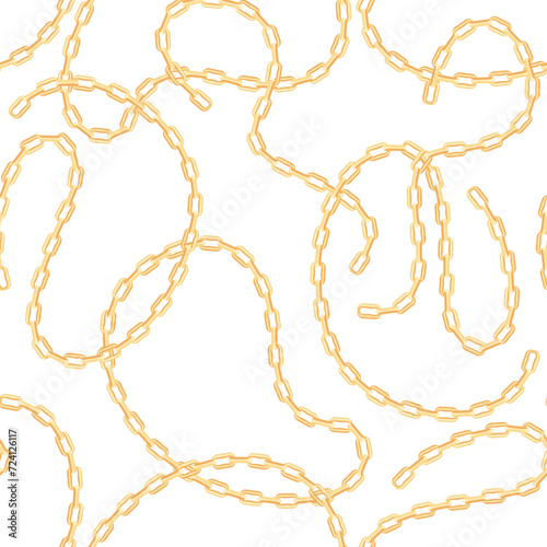 Gold chains background. Seamless pattern with jewelry. Vector cartoon illustration.