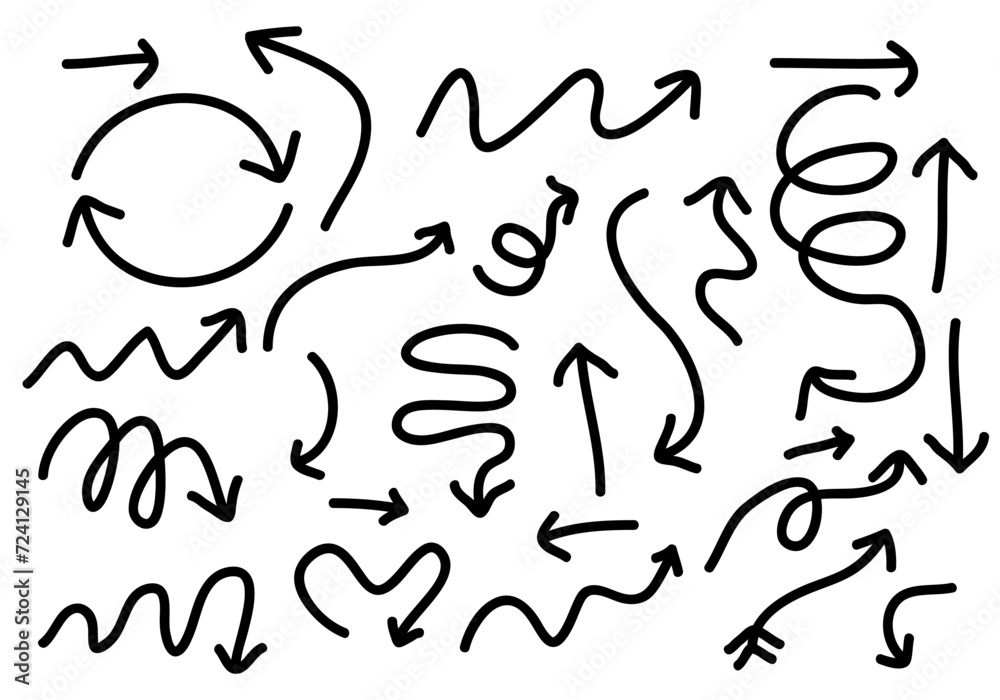 Hand drawn arrow mark icons vector, Arrows symbols Hand drawn arrow mark icons vector, Arrows symbols