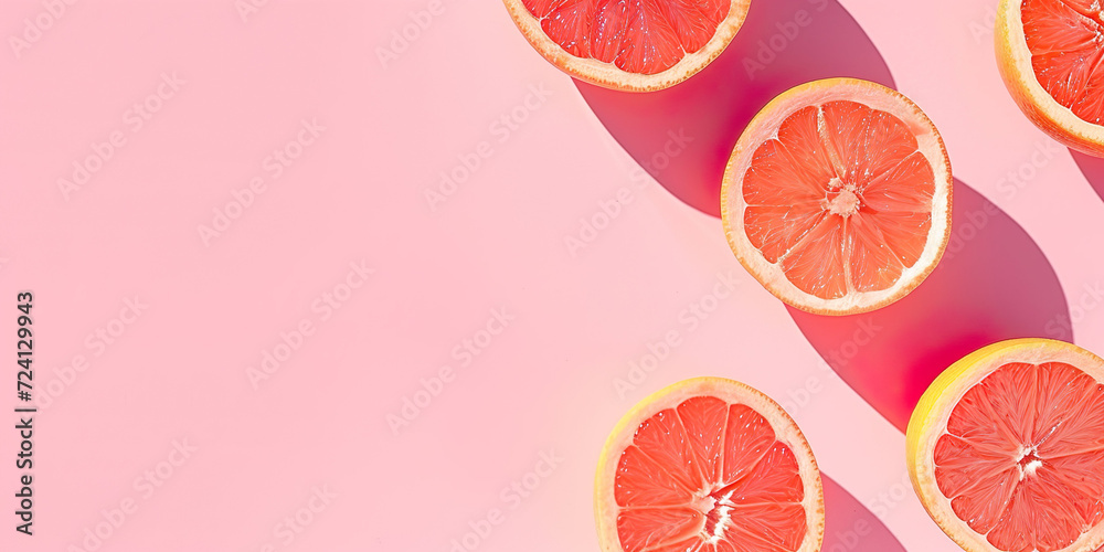 Grapefruit slices on peach color background Grapefruit slices on peach color background