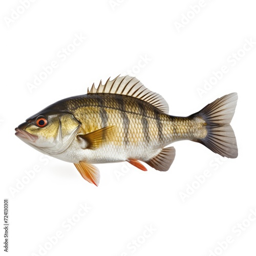 Perch fish isolated on white background, European perch is a predatory species of perch