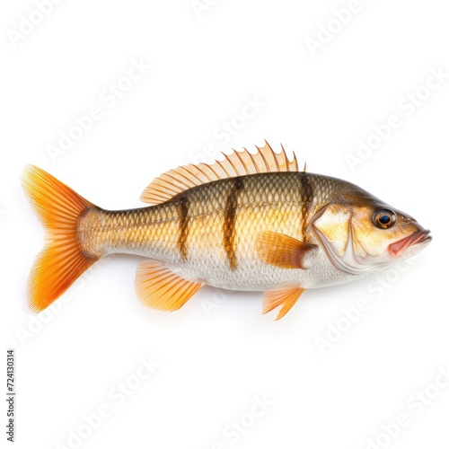 Perch fish isolated on white background, European perch is a predatory species of perch