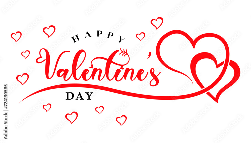 Happy Valentine's day text lettering typography background Vector illustration.