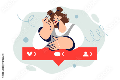 Woman blogger is crying due to lack of popularity and zero interest from subscribers in content