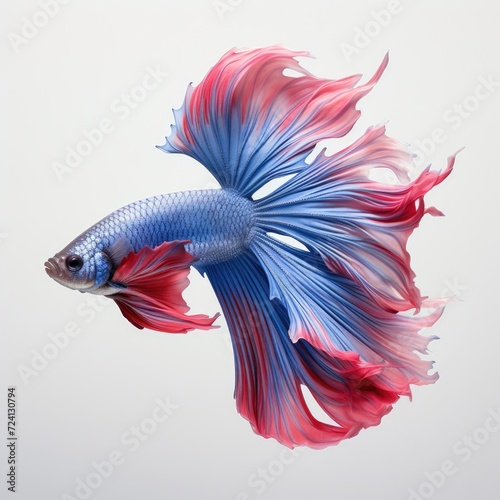 Pink and blue halfmoon beta fish isolated on white background