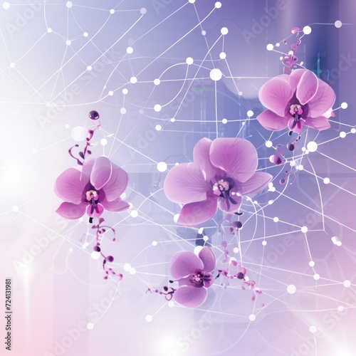 orchid smooth background with some light grey infrastructure symbols and connections technology background 