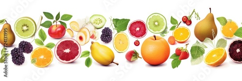 Fruit mix on white background