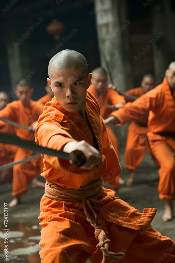 Shaolin monk in battle Shaolin monk in battle