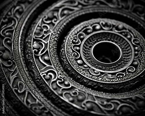 A captivating black and white photo of a circular pattern. Generative AI.