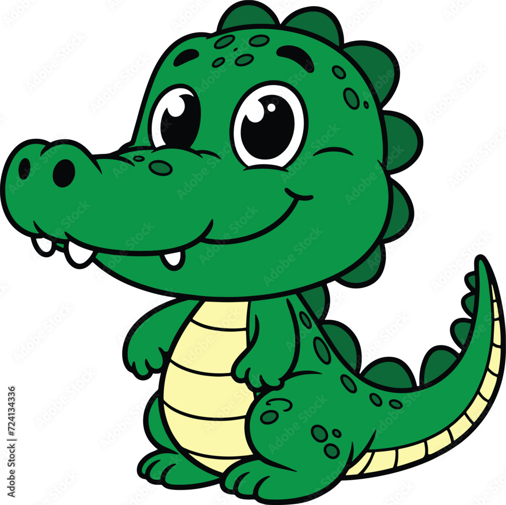 Fototapeta premium Alligator 2D cartoon character vector
