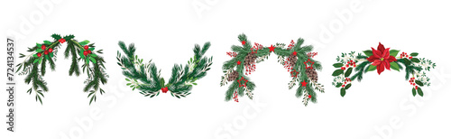 Christmas Fir Tree Branch and Twig Decor Vector Set