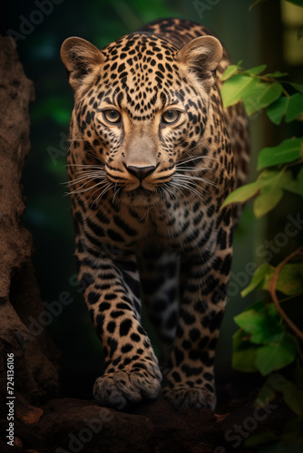 Jaguar. World Wildlife Day. Group of wild animals on nature background.
