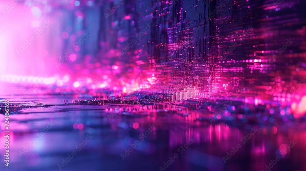 Obraz premium An abstract illustration of a sci-fi glitch, merging purples and blues