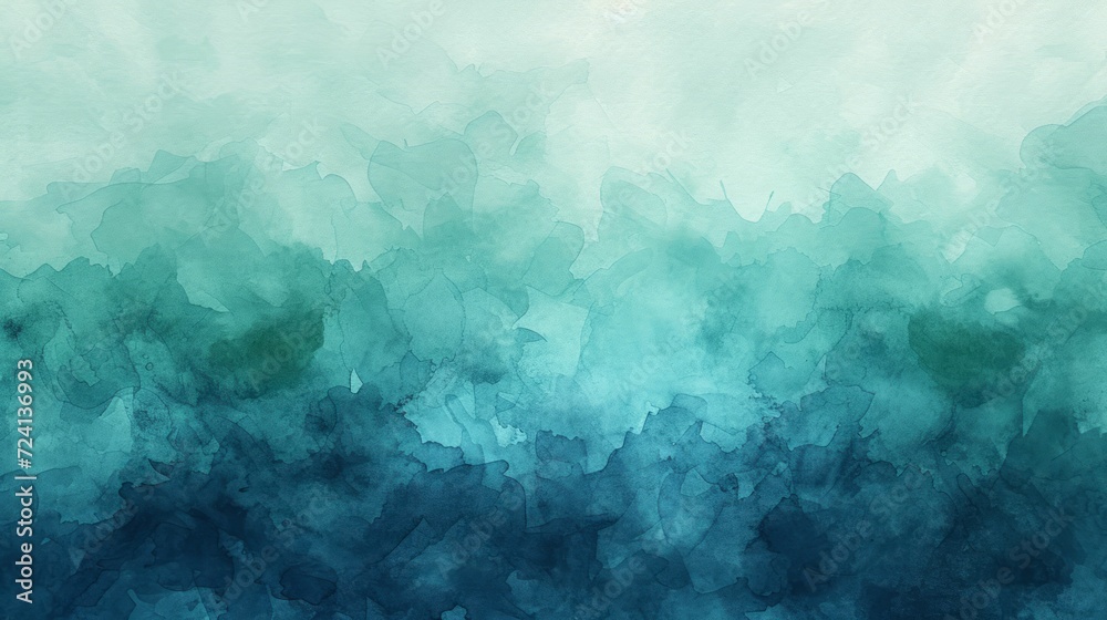 An abstract watercolor paint background blending teal, blue, and green hues - obrazy, fototapety, plakaty 