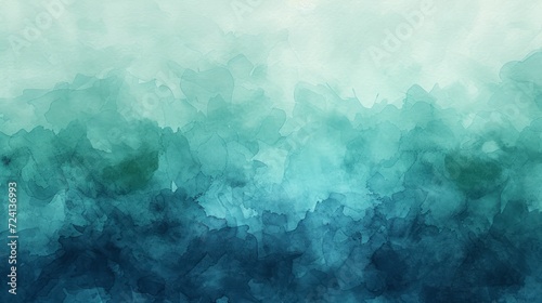 An abstract watercolor paint background blending teal, blue, and green hues photo