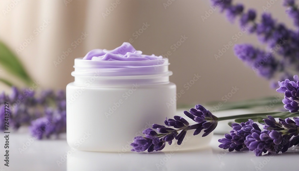 empty cosmetic cream container and near the decorative lavender flower plant in white color, isolate white background
empty cosmetic cream container and near the decorative lavender flower plant in white color, isolate white background