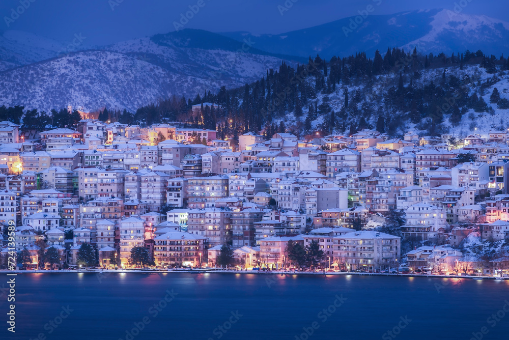 the city of Kastoria in West Macedonia Greec in a winter Day