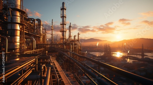 Close up Industrial view at oil refinery plant form industry zone with sunrise